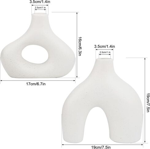 مزهرية سيراميك بيضاء حديثة لديكور المنزل، مزهرية سيراميك مجوفة من YSJILIDE، طراز بوهو الشمالي البسيط للطاولة/المنزل/الزفاف/رف الكتب/المكتب/الحفلة in Kuwait