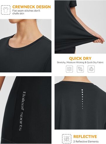 BALEAF Women's Running Shirts Short Sleeve & Running Shorts Black Size L in Saudi Arabia