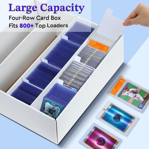 Trading Card Storage Box - 2 Rows, Cardboard Card Boxes holds 1100+ Top Loaders, Graded Card Case for PSA/BGS/HGA, Card Holders Organizer for Sports Cards, 4 Pack in Kuwait