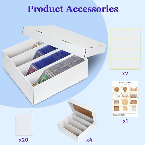Trading Card Storage Box - 2 Rows, Cardboard Card Boxes holds 1100+ Top Loaders, Graded Card Case for PSA/BGS/HGA, Card Holders Organizer for Sports Cards, 4 Pack in Kuwait