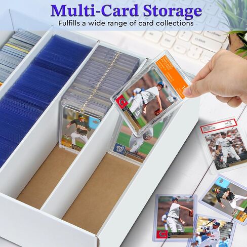 Trading Card Storage Box - 2 Rows, Cardboard Card Boxes holds 1100+ Top Loaders, Graded Card Case for PSA/BGS/HGA, Card Holders Organizer for Sports Cards, 4 Pack in Kuwait