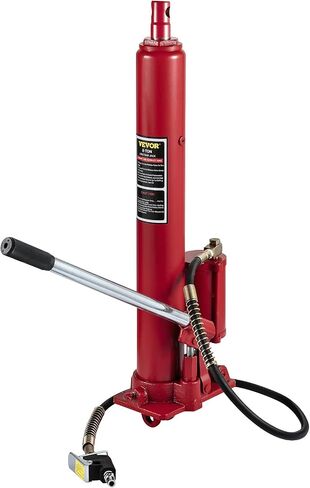 VEVOR Hydraulic/Pneumatic Long Ram Jack, 8 Tons/17363 lbs Capacity, with Single Piston Pump and Clevis Base, Manual Cherry Picker w/Handle, for Garage/Shop Cranes, Engine Lift Hoist, Red in Saudi Arabia