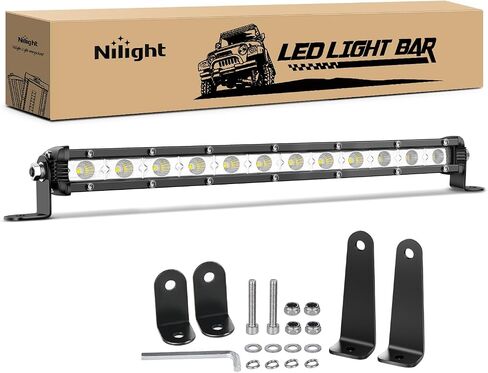 شريط إضاءة LED بصف واحد من Nilight، شريط إضاءة فائق النحافة، 25 بوصة 72 وات، ضوء الضباب، ضوء القيادة، ضوء العمل، ضوء ممتص الصدمات للطرق الوعرة 4 × 4، شاحنات بيك اب SUV ATV UTV، ضمان لمدة عامين in Kuwait