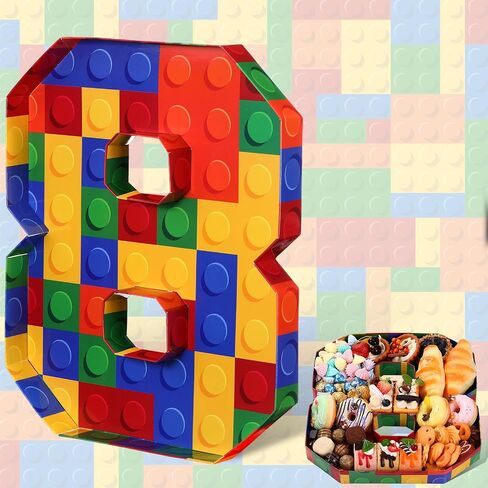 Mifoci 13.7" Building Block Party Cupcake Cardboard Number for Charcuterie Bricks Birthday Party Fillable Paper Mache Chocolate Candy Cake Decorative Gift Box(Number 5) in Saudi Arabia