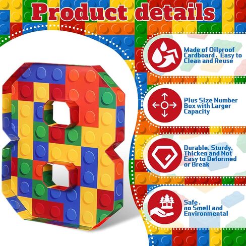 Mifoci 13.7" Building Block Party Cupcake Cardboard Number for Charcuterie Bricks Birthday Party Fillable Paper Mache Chocolate Candy Cake Decorative Gift Box(Number 5) in Saudi Arabia