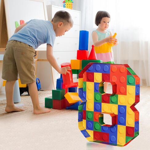 Mifoci 13.7" Building Block Party Cupcake Cardboard Number for Charcuterie Bricks Birthday Party Fillable Paper Mache Chocolate Candy Cake Decorative Gift Box(Number 5) in Saudi Arabia