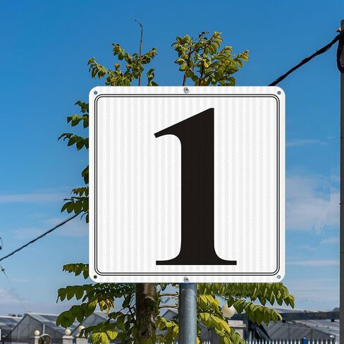 لافتات أرقام عاكسة من الألومنيوم الفاخر 1 -12 بوصة × 12 بوصة، علامات أرقام أماكن وقوف السيارات، علامات مرقمة معدنية عاكسة كبيرة للأرضية، الرصيف، المحكمة، الممر، الاستخدام الميداني والخارجي، مقاومة للطقس، سهلة in Saudi Arabia