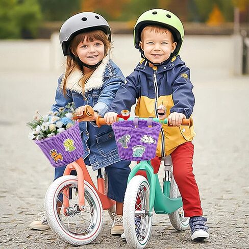 سلة دراجة للأطفال، سلال دراجة للأولاد والبنات، سلة دراجة مقود مع جرس دراجة لإكسسوارات الدراجة للفتيات، سلة دراجة أمامية لدراجة الأطفال أو السكوتر (أرجواني) in Kuwait