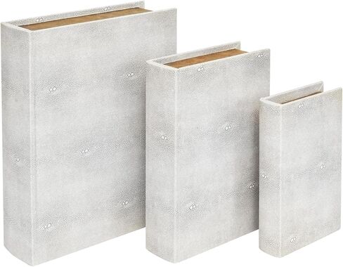 Ivory Shagreen Wooden Fake Book Box Set of 3 Modern Decorative Keepsake Boxes, Stackable Storage Boxes With Magnetic Closure For Home Decor Womens Mens Jewelry Organizer in Saudi Arabia