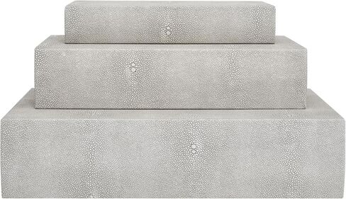 Ivory Shagreen Wooden Fake Book Box Set of 3 Modern Decorative Keepsake Boxes, Stackable Storage Boxes With Magnetic Closure For Home Decor Womens Mens Jewelry Organizer in Saudi Arabia