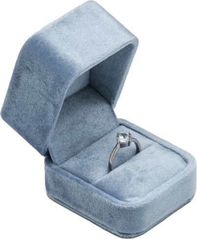 Velvet Single Ring Box Case Holder for Engagement Proposal Birthday Wedding,Jewelry Ring Gift Box Jewelry Packaging Box (Light Ocean Blue) in Saudi Arabia