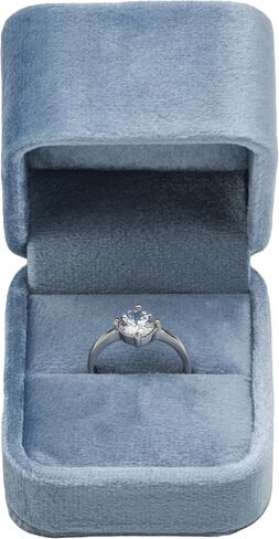 Velvet Single Ring Box Case Holder for Engagement Proposal Birthday Wedding,Jewelry Ring Gift Box Jewelry Packaging Box (Light Ocean Blue) in Saudi Arabia
