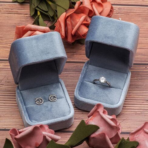 Velvet Single Ring Box Case Holder for Engagement Proposal Birthday Wedding,Jewelry Ring Gift Box Jewelry Packaging Box (Light Ocean Blue) in Saudi Arabia