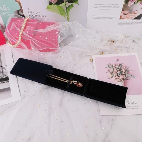 iSuperb Royal Blue Velvet Necklace Long Chain Box Jewelry Gift Box Pendant Bracelet Jewelry Packaging Boxes for Wedding Engagment Proposal Gift in Kuwait