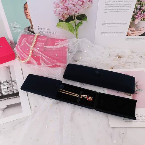 iSuperb Royal Blue Velvet Necklace Long Chain Box Jewelry Gift Box Pendant Bracelet Jewelry Packaging Boxes for Wedding Engagment Proposal Gift in Kuwait