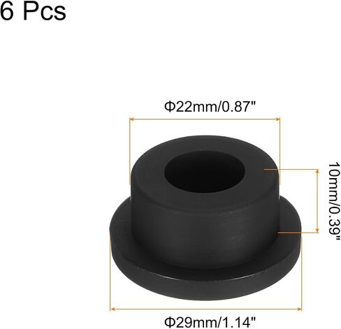 MECCANIXITY High Temp Silicone Plug Mount Dia 17mm/0.67 Inch T Shaped Solid Rubber Stopper Hole Plugs for Coating Plating Waterproof Sealing Plugs Black Pack of 6(OD 25mm/0.98 Inch) in Saudi Arabia