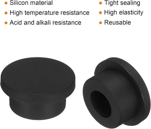 MECCANIXITY High Temp Silicone Plug Mount Dia 17mm/0.67 Inch T Shaped Solid Rubber Stopper Hole Plugs for Coating Plating Waterproof Sealing Plugs Black Pack of 6(OD 25mm/0.98 Inch) in Saudi Arabia