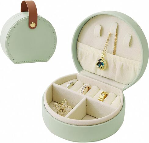 Travel Jewelry Case for Women Girls, Travel Jewelry Organizer, Small Jewelry Box, Jewelry Organizers and Storage For Stud Earrings, Rings, Necklaces, Bracelets,Green in Saudi Arabia