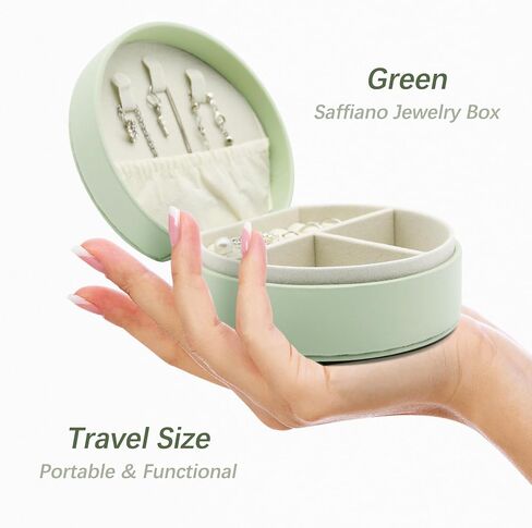 Travel Jewelry Case for Women Girls, Travel Jewelry Organizer, Small Jewelry Box, Jewelry Organizers and Storage For Stud Earrings, Rings, Necklaces, Bracelets,Green in Saudi Arabia