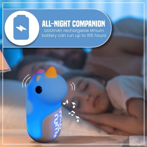 Rechargeable Unicorn Night Lights for Kids Room with Clock Alarm, Cute Nightlights Lamp for Kids Girls Teens Children, Kawaii Room Decor Gifts Kids Night Lights with Digital Clock in Saudi Arabia
