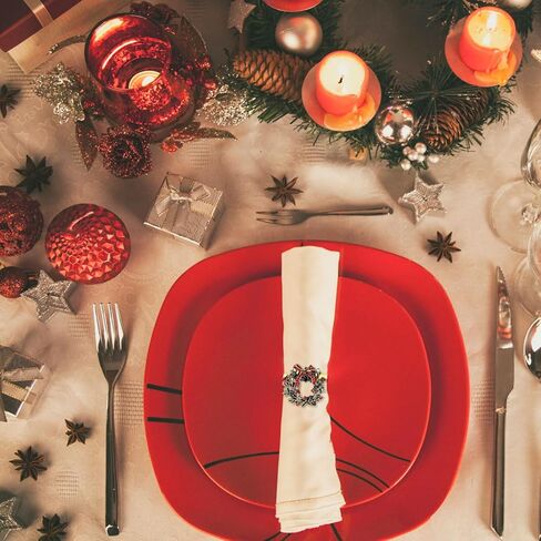 مجموعة حلقات المناديل المكونة من 6 قطع، حلقات مناديل عيد الميلاد، حلقة منديل الغزلان، حلقات منديل إكليل عيد الميلاد، حلقات منديل شجرة عيد الميلاد، حوامل مناديل عيد الميلاد الذهبية لمناديل القماش لتزيين طاولة عيد الميلاد in Kuwait