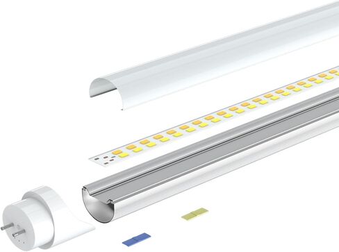 مصابيح T8 T12 LED الأنبوبية 4 أقدام، 5 طاقة (10 وات - 24 وات) و 6 CCT (3000 ك - 6500 ك) الكل في 1، التوصيل والتشغيل أو تجاوز الصابورة، استبدال أنبوب الفلورسنت T8 4 قدم، أنبوب إضاءة متين من النوع A+B، ETL DLC (6 عبوات) in Saudi Arabia