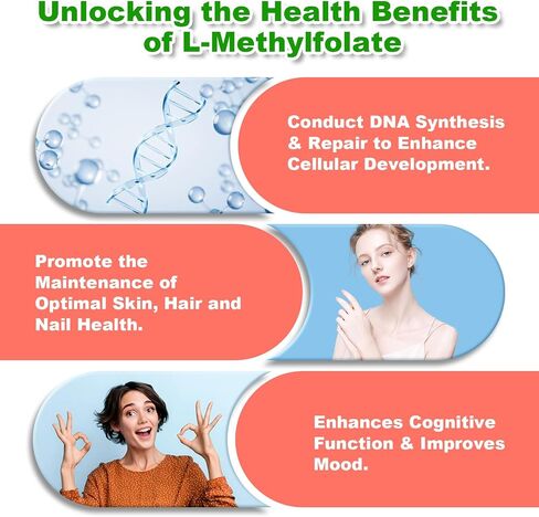 2 Pack L-Methylfolate 15mg Gummies, Folate & Vitamin B12 Supplement for Adult, Active Folic Acid Supplement for Brain, Mood, Immune Support, Vegan, Non-GMO, Raspberry Flavor, 120 Count in Saudi Arabia