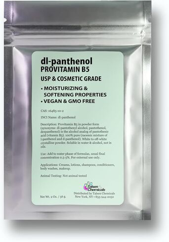 Provitamin B5 Powder dl-Panthenol DIY Panthenol Solution and Panthenol for Hair and Skin Moisturizer (2 Ounce / 56 Gram) in Kuwait