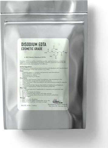مسحوق ثنائي الصوديوم EDTA لمستحضرات التجميل بدرجة 8 أونصة / 226 جرامًا - عامل خالب عضوي للأغراض الصناعية ومستحضرات التجميل والمختبرات - تعمل عملية إزالة معدن ثقيل Edta على تثبيت التركيبات وتعزيز الأداء in Kuwait
