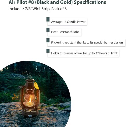 Light of Mine - Dietz #08 Air Pilot Blue with Gold Trim Oil Lantern with Replacement Wick Strips (Blue with Gold Trim) in Kuwait