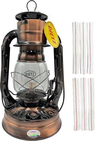 Light of Mine - Dietz #08 Air Pilot Blue with Gold Trim Oil Lantern with Replacement Wick Strips (Blue with Gold Trim) in Kuwait