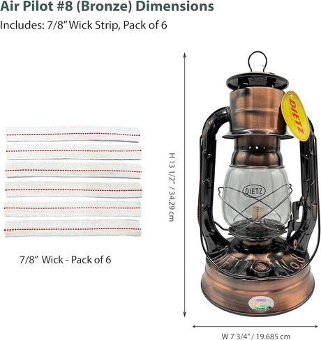 Light of Mine - Dietz #08 Air Pilot Blue with Gold Trim Oil Lantern with Replacement Wick Strips (Blue with Gold Trim) in Kuwait