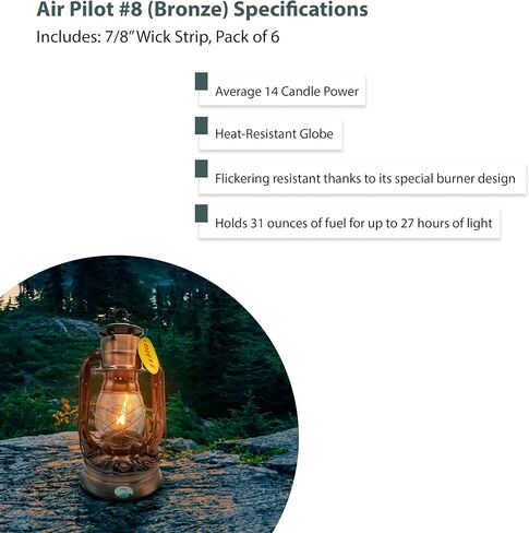 Light of Mine - Dietz #08 Air Pilot Blue with Gold Trim Oil Lantern with Replacement Wick Strips (Blue with Gold Trim) in Kuwait