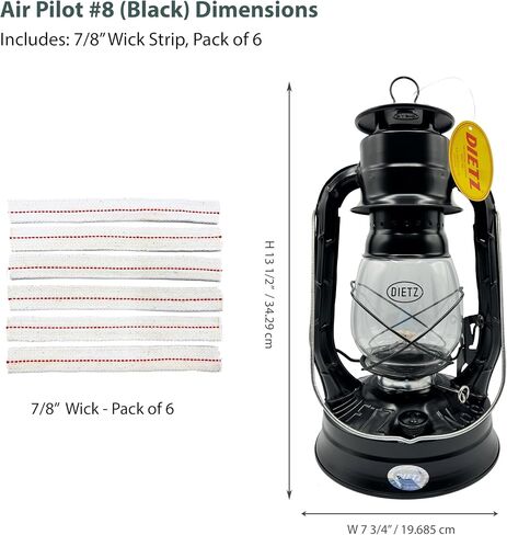Light of Mine - Dietz #08 Air Pilot Blue with Gold Trim Oil Lantern with Replacement Wick Strips (Blue with Gold Trim) in Kuwait