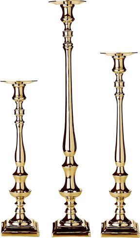 Uptown Club Azores Candle Holder Set of 3, Home Decor Aluminum Candlestick Holder for Table Centerpieces, Wedding and Dinner Party, Gold in Saudi Arabia