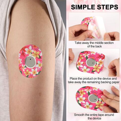 25 قطعة لاصقة لـ Dexcom G7، 5 أنماط مميزة على شكل زهرة رقعة زائدة من القماش غير المنسوج لمراقبة الجلوكوز مجموعة ليكسكام لاصقة مستشعر الجلوكوز المسامي متوافقة مع ملحقات Dexcom G7 in Saudi Arabia