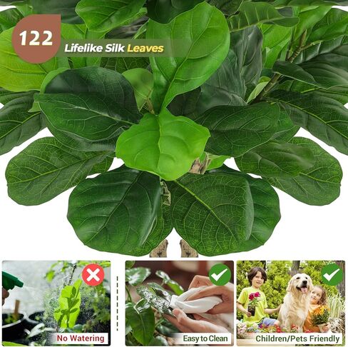 VIAGDO الاصطناعي ورقة الكمان شجرة التين 7ft طويل القامة 122 الزخرفية فو الكمان يترك شجرة الحرير التين وهمية في وعاء شجرة اصطناعية للمنزل مكتب غرفة المعيشة الحمام ركن ديكور داخلي in Kuwait