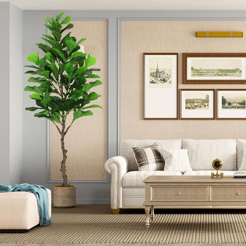 VIAGDO الاصطناعي ورقة الكمان شجرة التين 7ft طويل القامة 122 الزخرفية فو الكمان يترك شجرة الحرير التين وهمية في وعاء شجرة اصطناعية للمنزل مكتب غرفة المعيشة الحمام ركن ديكور داخلي in Kuwait