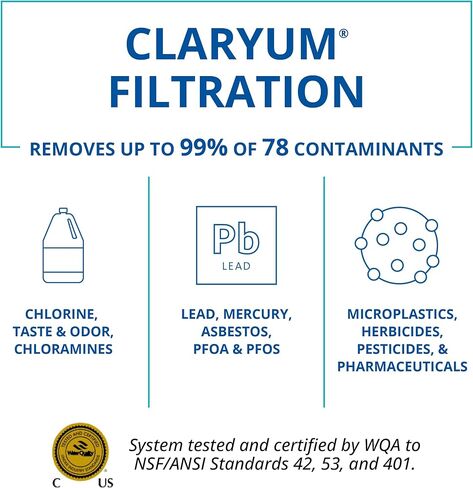 نظام تصفية المياه على سطح الطاولة من أكواسانا لمياه الشرب - آلة مياه نظيفة - تزيل 97% من الكلور من مياه الصنبور - ترشيح مياه مدمج للمطبخ in Kuwait