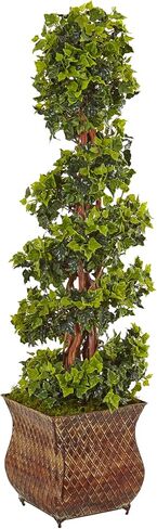 Nearly Natural 4ft. English Ivy Spiral Artificial Tree in Metal Planter, UV Resistant (Indoor/Outdoor) in Saudi Arabia