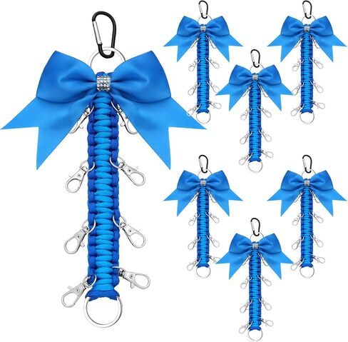 6 Pcs Cheer Bow Holder for Backpack Glitter Cheer Bow Keychains Rhinestone Cheer Bag Accessories Paracord Keychain for Cheerleading Cheer Bag Girls Teen Sports School College, Blue in Saudi Arabia