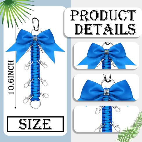 6 Pcs Cheer Bow Holder for Backpack Glitter Cheer Bow Keychains Rhinestone Cheer Bag Accessories Paracord Keychain for Cheerleading Cheer Bag Girls Teen Sports School College, Blue in Saudi Arabia