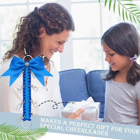 6 Pcs Cheer Bow Holder for Backpack Glitter Cheer Bow Keychains Rhinestone Cheer Bag Accessories Paracord Keychain for Cheerleading Cheer Bag Girls Teen Sports School College, Blue in Saudi Arabia
