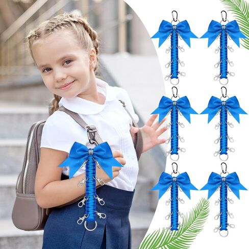 6 Pcs Cheer Bow Holder for Backpack Glitter Cheer Bow Keychains Rhinestone Cheer Bag Accessories Paracord Keychain for Cheerleading Cheer Bag Girls Teen Sports School College, Blue in Saudi Arabia