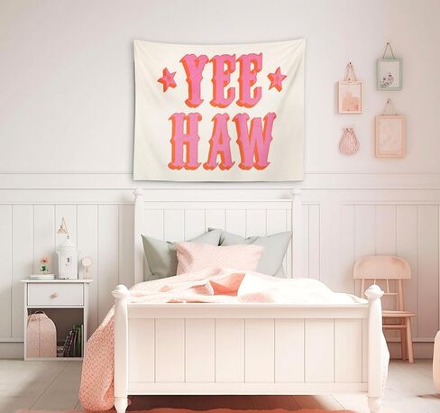 OXW Preppy Room Decor Tapestry Wall Hanging, Trendy Hot Pink Yee Haw Wall Art Decor, Dorm Room Essentials for Girls, Western Aesthetic Funky Wall Blanket Decor for Girls Bedroom College, 50x60 Inch in Saudi Arabia