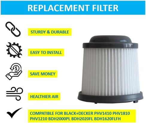 استبدال فلتر HEPA العام القابل للغسل من OYSTERBOY متوافق مع مكانس Black+Decker PVF110 PHV1210 PHV1410 PHV1810 BDH1620FLFH BDH2000PL BDH2020FL Pivot Flex المحمولة in Kuwait