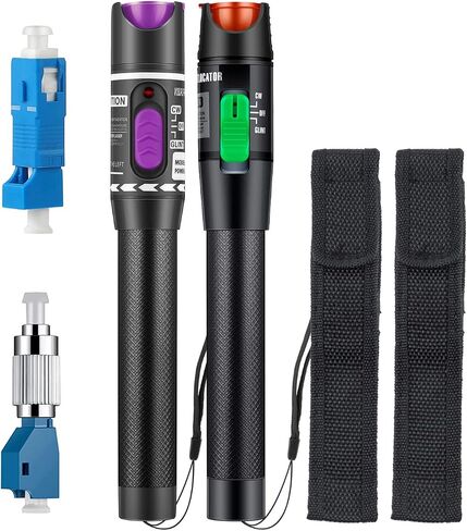2 Pack Visual Fault Locator 30KM, VFL Fiber Optic Tester with Single Mode 9/125um FC to LC Adapter, Fiber Light Tester for Fiber Network Cable Test (Purple&Green) in Saudi Arabia