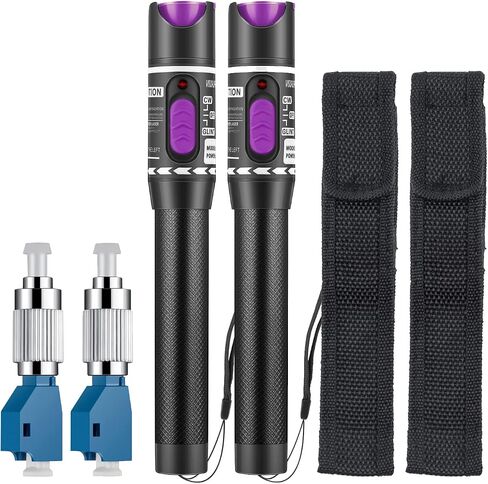 2 Pack Visual Fault Locator 30KM, VFL Fiber Optic Tester with Single Mode 9/125um FC to LC Adapter, Fiber Light Tester for Fiber Network Cable Test (Purple&Green) in Saudi Arabia