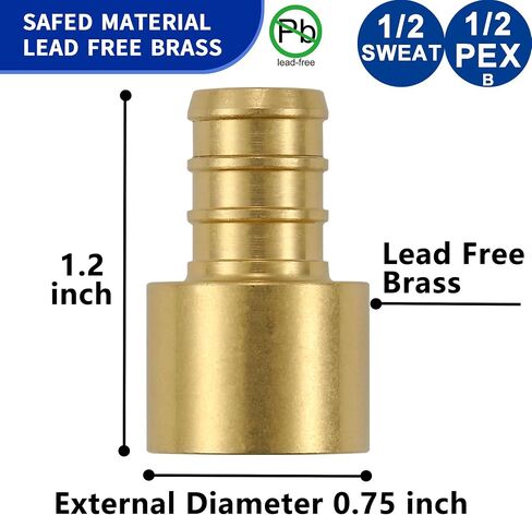 (15 حزمة) تركيبات Lidertik من النحاس إلى PEX 1/2 بوصة، 1/2 بوصة PEX-B F1807 x 1/2 بوصة محول العرق أنثى نحاسي in Saudi Arabia