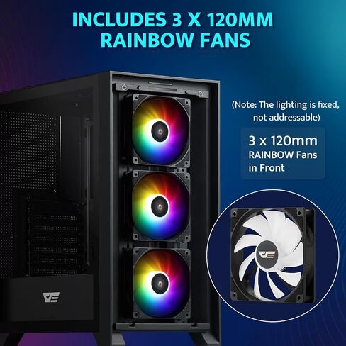 حافظة كمبيوتر DarkFlash ATX، مروحة 3 × 120 مم مثبتة مسبقًا، حقيبة كمبيوتر للألعاب مع لوحة أمامية شبكية، حافظة متوسطة الحجم لتدفق الهواء بلوحة جانبية من الزجاج المقسى (أبيض) in Kuwait